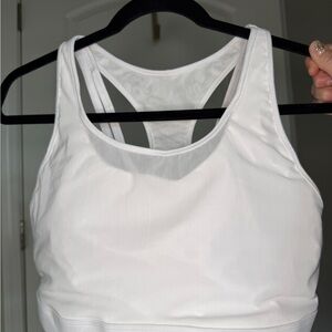 Fabletics White Mesh Racerback Sports Bra Size XL